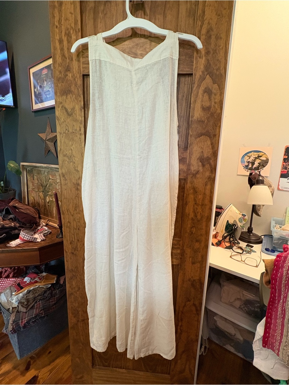 Haute Hippie Cream Wide-Leg Linen Jumpsuit romper